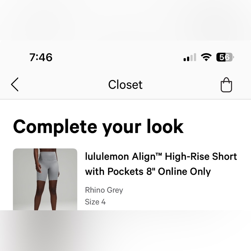 Lululemon rhino grey align high rise shorts 8 inch size 4